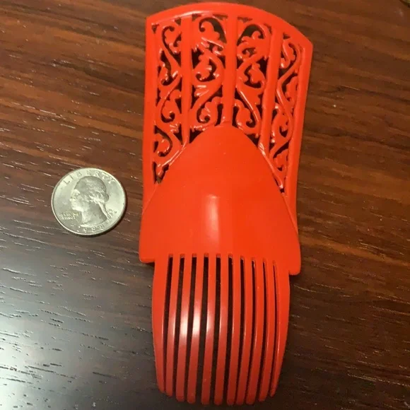 Vintage Deco Red Hair Comb - Picture 5 of 6